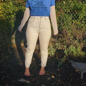 White BDG mom jeans Poster Boy style.